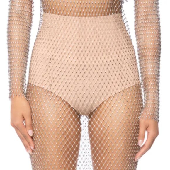 Callie Cosmo Layering High Waisted Stretchy Shorts in White Large - Picture 1 of 6